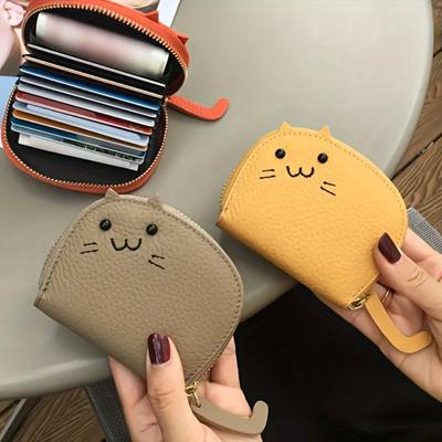 Cat Card Holder for Women Compact Internet Celebrity Cute Multi-Card Holder Advanced Cartoon Coin Purse for Carrying Around