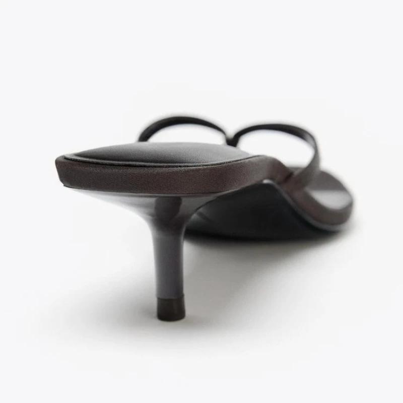 Fashion High Quality Black Silk Kitten Heel Design Brand Slipper Women Cozy Clip Toe Flip Flop Elegant Square Toe Thin Heel Slide Sandal