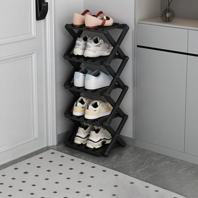 Yousheng Bamboo Foldable Shoes Organizer Storage Shelf Strong Load-bearing Portable Free Standing Entryway Shoe Rack