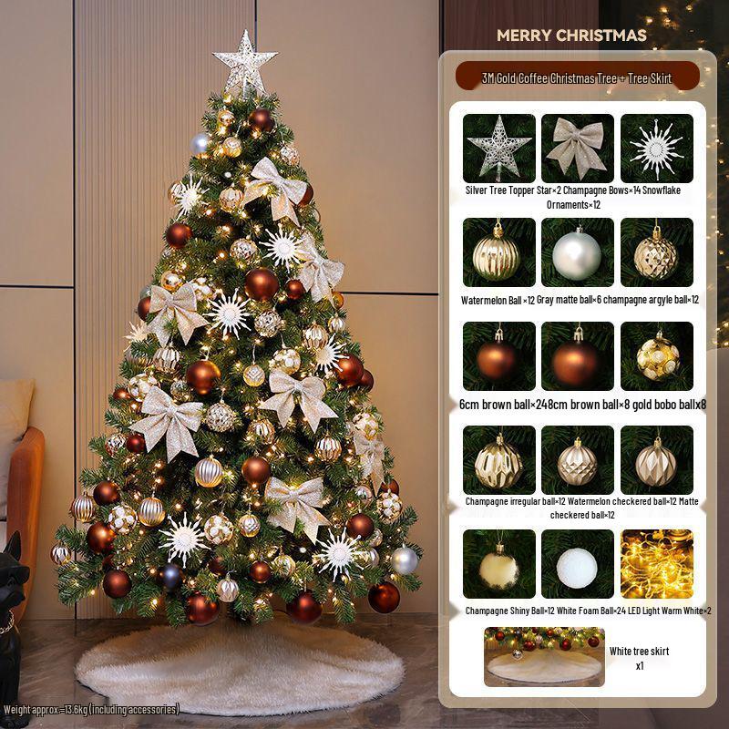 2025 White Flocked Snowy Christmas Tree Set with DIY Ornaments for Home Living Room