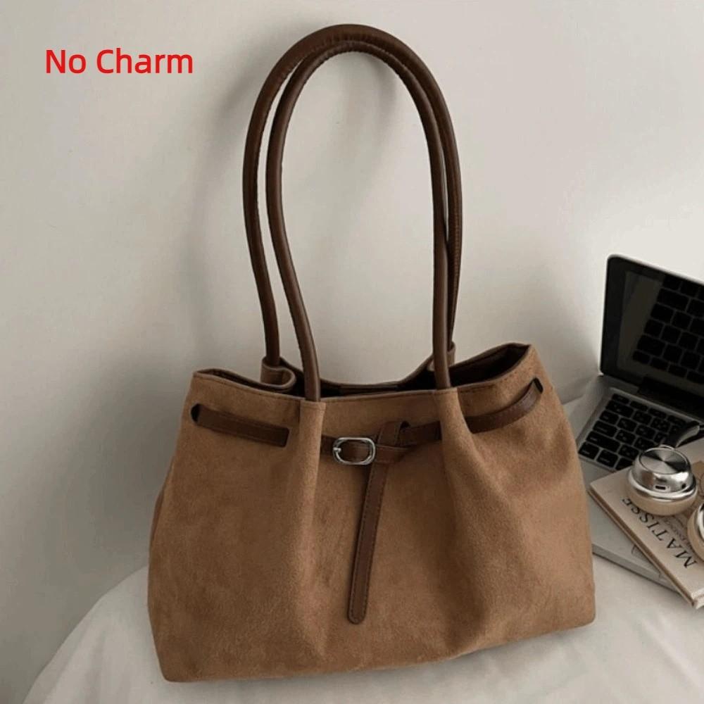 

Suede/PU Leather Shoulder Bag Retro Elegant Handbag Available in 4 Colors Solid Color Commuting Tote Bag School/Travel/Work