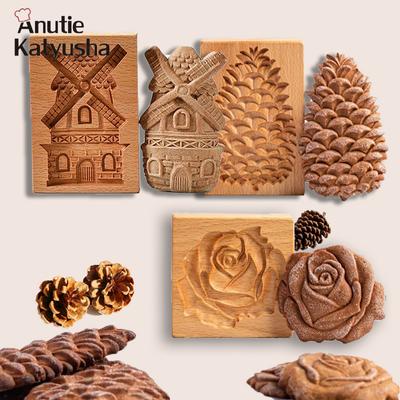 Moule à biscuits en bois, moule à gâteau en pain d'épices domestique, presse de noël, moules de gaufrage de biscuits 3D, Gadget de boulangerie, fournitures de cuisine