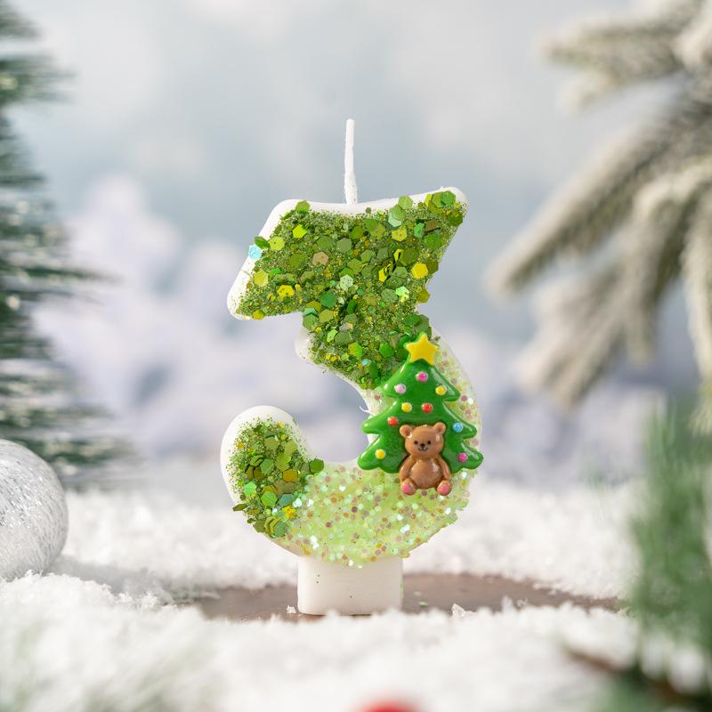 Christmas Tree Holiday Number Candle Innovation 0-9 Handmade Diy Decoration Crafts