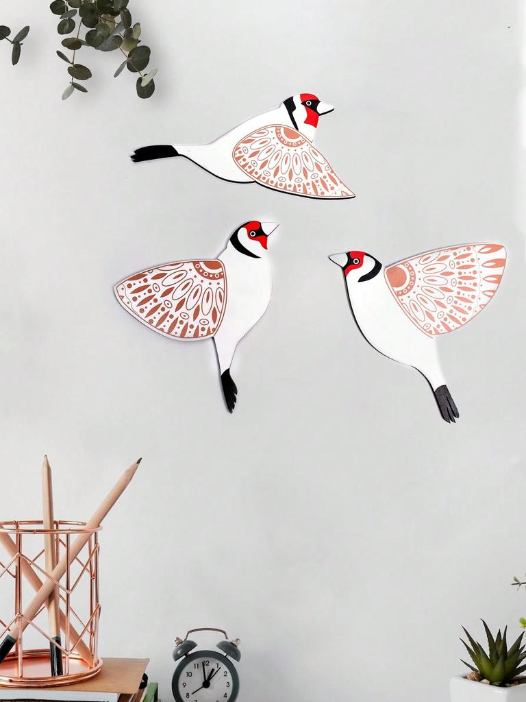 3pcs Wooden Black Bird Wall Decor Art Vintage Gothic Home Decor for Living Room Bathroom Kitchen Decorations Indoor Outdoor Gift