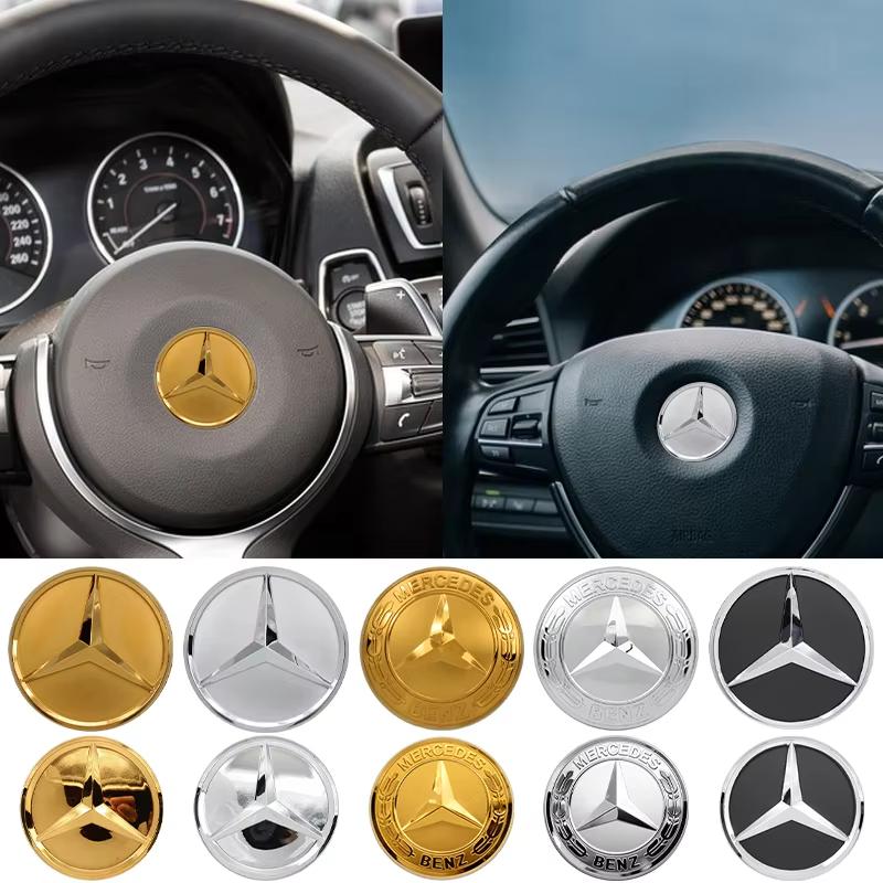 OFK3 Car Styling Logo Steering Wheel Center Badge Logo Sticker For Mercedes Benz AMG W204 GLC CLA W205 W203 W206 W253 Car Ornaments