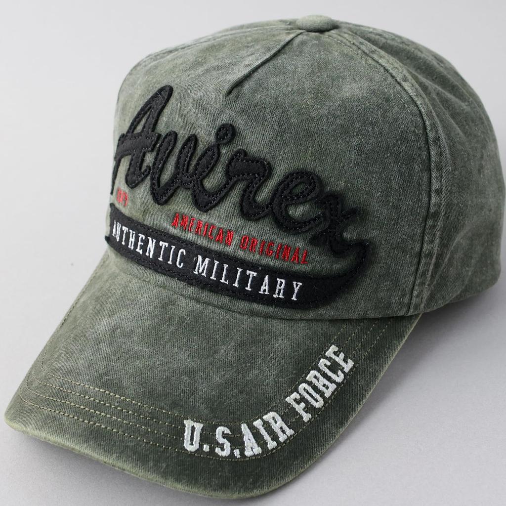 Avirex Military Felt Pigment American Casual Summer Baseball 067 Men's Cap, Low-Profile Cap, Embroidered, Style, Cap, Khaki,