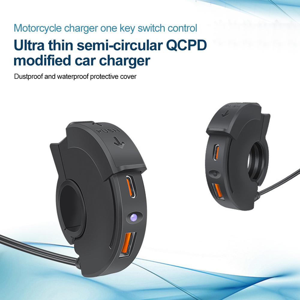 12V New Motorcycle USB Fast Charger Waterproof Socket With Type C Cell Phone Port Power Outlet Mobile Chargers Plug For Moto