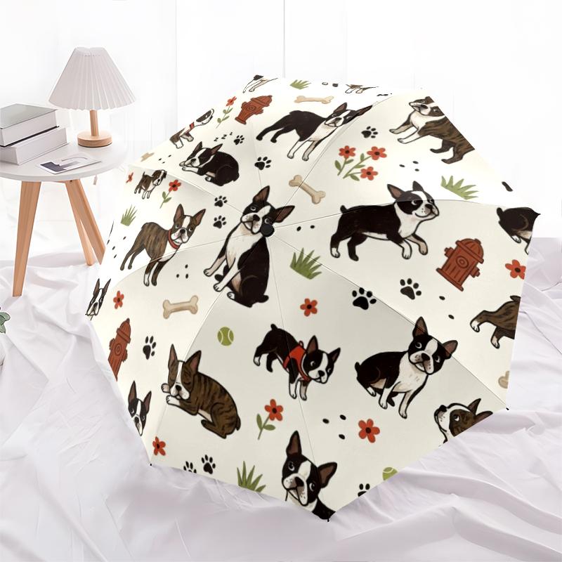 1 PC Automatic Folding Umbrella - Cute Dog Pattern, Portable & Foldable Design with 8 Ribs, Christmas Birthday Gifts