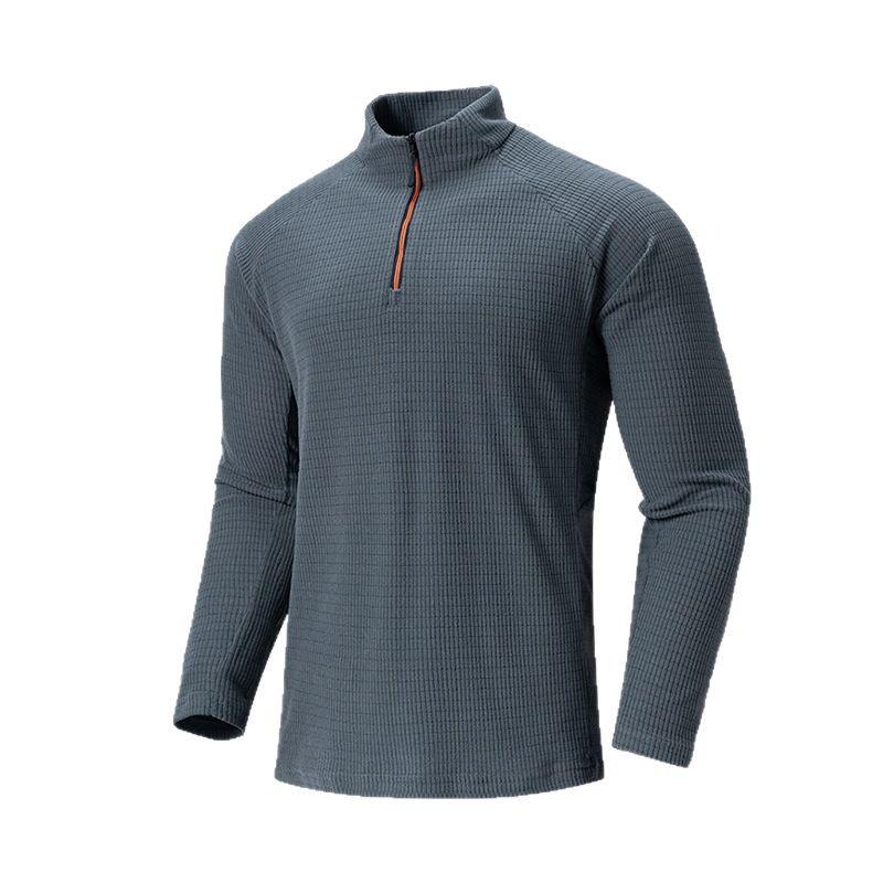 Herren Herbst Urban Stehkragen Langarm Halb-Reißverschluss Freizeit-Top