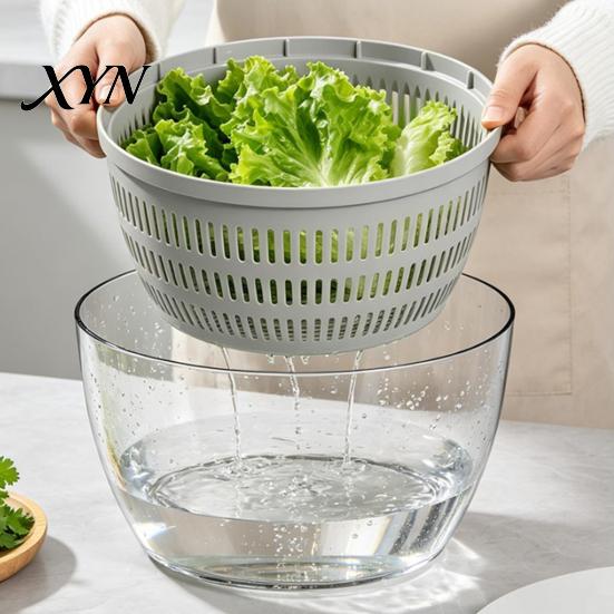 Safe Manual Food Dryer Vegetable Salad Spinner, Detachable Bowl And Mesh Basket Design, Spinner for Vegetables Hand-Centrifugal Dehydration