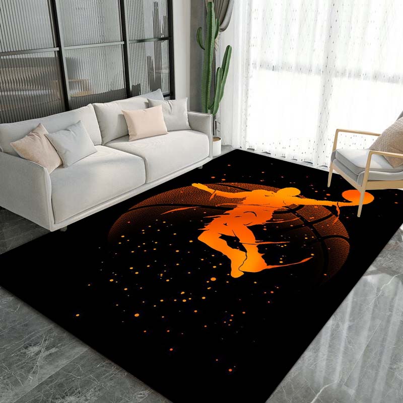 Artistic Basketball & Court Area Rug, for Living Room, Bedroom, Office, Balcony Decor Mat