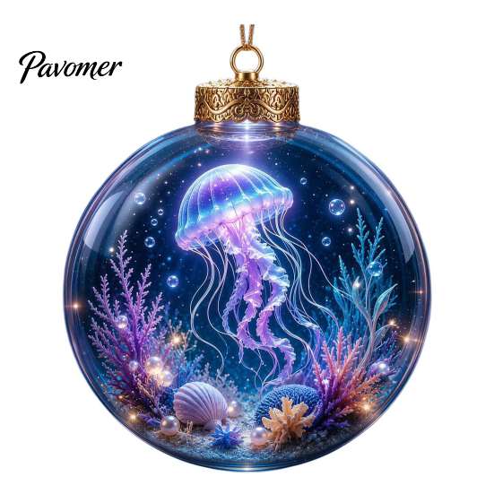 3D Sea Animal LED Lights Ocean Christmas Ball Ornament, Clear Acrylic Life Light-Up Miniature Creatures Decorations Hanging Decoration for Xmas Tree,