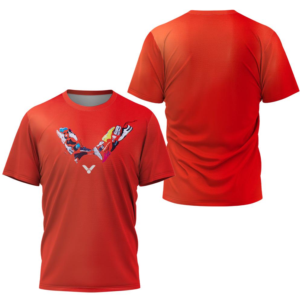 Summer T-shirt Quick-dry Short-sleeve T-shirt Top with Geometric Pattern Splicing Badminton T-shirt Brand Men's Wear