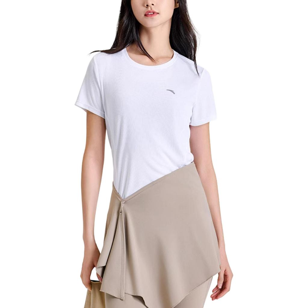 Anta Plain Sports Casual Simple Round Neck Pullover Short Sleeve T-Shirt Women Tops 962527112-7