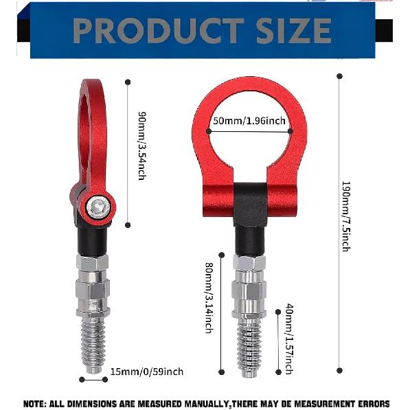 Car Front Bumper Tow Hook, Racing Track Style Trailer Ring Hook, Alloy Durable Cars Screw-on Tow Hook, Compatible with 97-06 BMW 3/5/7 Series, 03-14