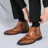 Designer New Men's Pointed Patent Leather Casual Brogues Ankle Boot Male Winter Brown Black High Tops Shoes Zapatos Hombre