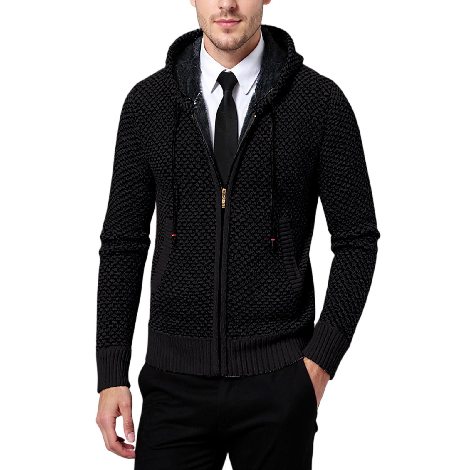 

Мужской Маленький Ананасовый Игольчатый Капюшон Капюшон Добавление Флиса Мода Вязаный Свитер Свитер Пальто XL