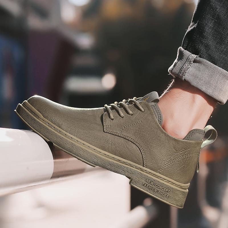 Moda Casual cadarço moda masculina sapatos de couro sapatos de cano alto negócios ao ar livre versáteis homens adultos festa à noite sapatos pretos