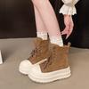 Vintage Thick Soled High Top Casual Canvas Shoes for Women  Autumn Fashion Trend Versatile Comfortable Platform Short Boots