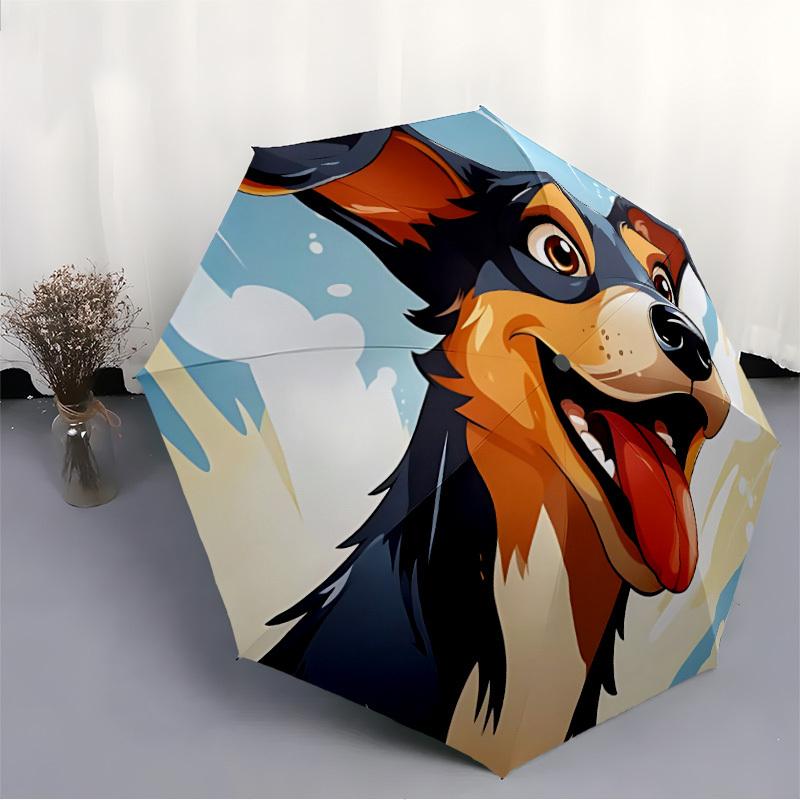 1 Stück Welpe Verspielt Automatischer Öffnen/Schließen Schirm mit Ein-Knopf-Bedienung, Winddichtes Design Leichtgewichtiger Tragbarer Schirm für Damen & Herren6096