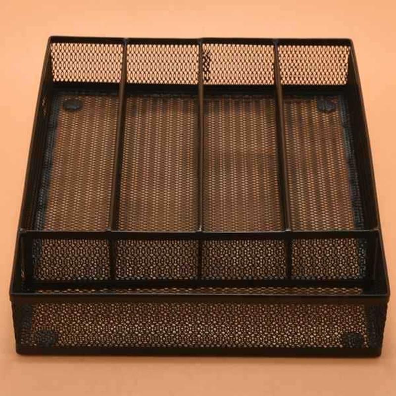 Metal Desk Tray With Adjustable Dividers For Stationery And Cutlery Organization Desk Stationery Storage Organizer