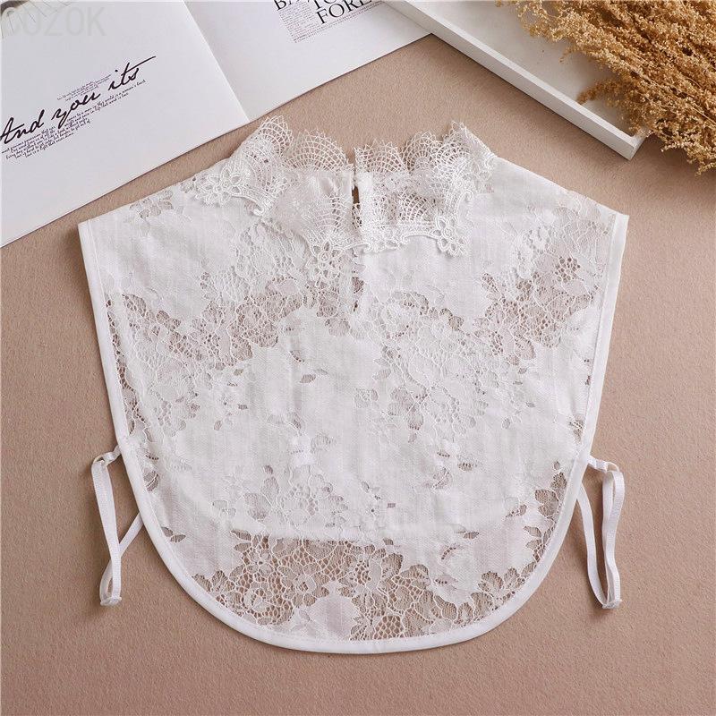 Women's Solid Colour Black White Vertical Small Flip Collar Versatile Shirt Jumper Jumper Fashion Lace False Collar Four Seasons