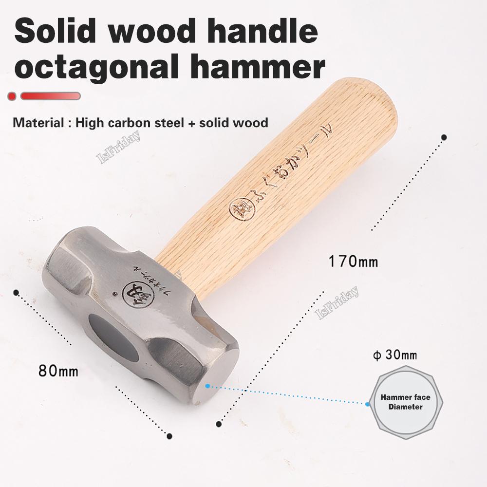 Mini Hammer FO-6028B Solid Wood Short Handle Octagonal Hammer 1LB High Carbon Steel Small Hammer Manual Hardware Tool