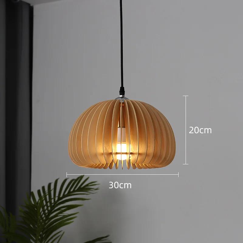 Japanese Style Simple Pumpkin Linden Wood Light Bar Balcony Bedroom Dining Room Chandelier Lamps E27AC110V 220V