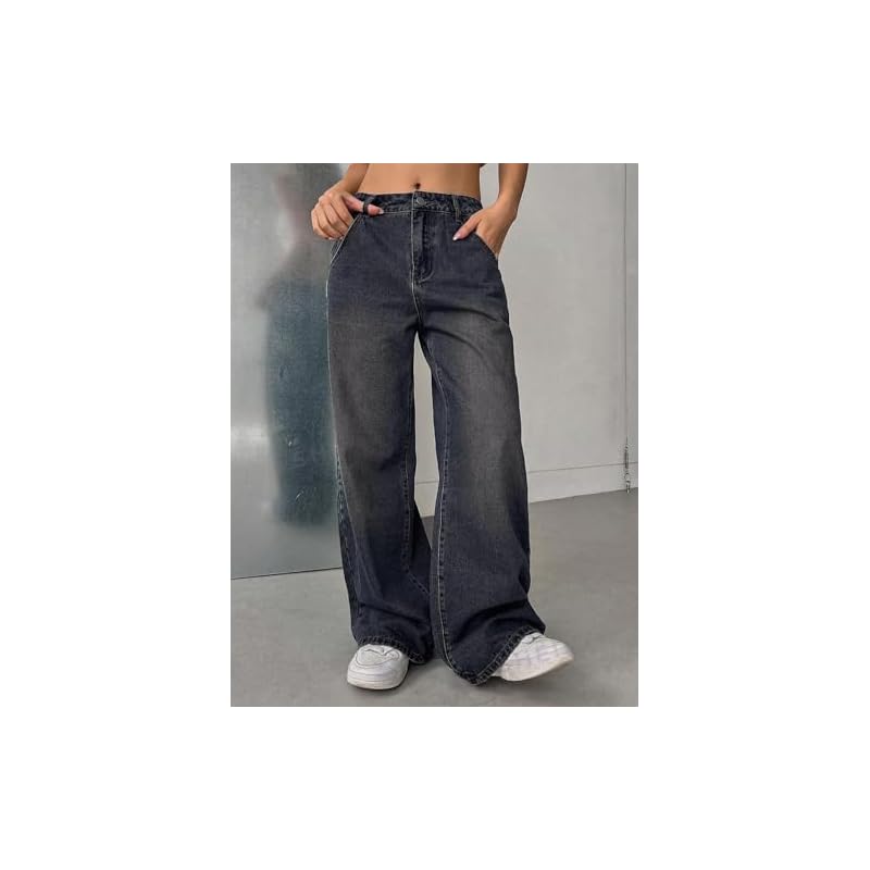 GRECIILOOKS Regular Pant Baggy High Waist | Bell Bottom Jeans for Women (GL-DJ-30_Dark Blue 30