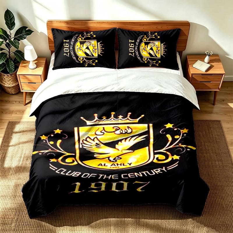 Al ahly (19) 3pc set suitable for master bedrooms soft and comfortable an ideal gift for family and friends Includes one duvet cover and two pillowcas