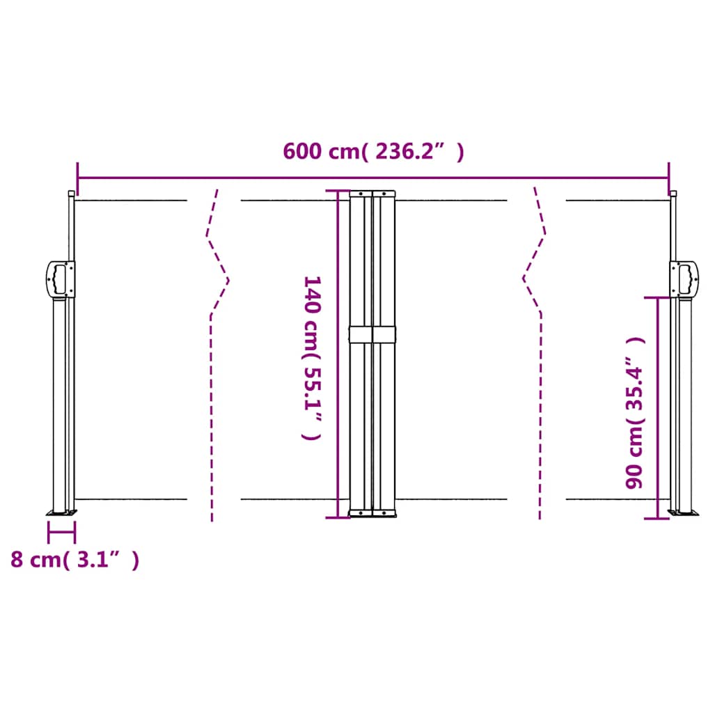 Retractable Side Awning Blue 140 x 600 cm