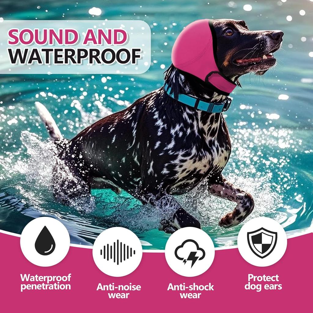 Anti Shock Quiet Ears for Dogs Waterproof Noise Canceling Calming Hood Ear Protection for Swimming Thunder Anxiety Relief