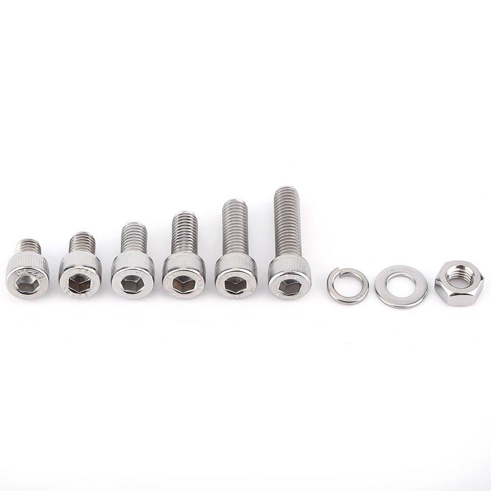 60Pcs M8 Stainless Steel Hex Socket Head Bolts Screws Nuts Washers Assortment Kit Hex Socket Screws Used in The Home and Office Appliance