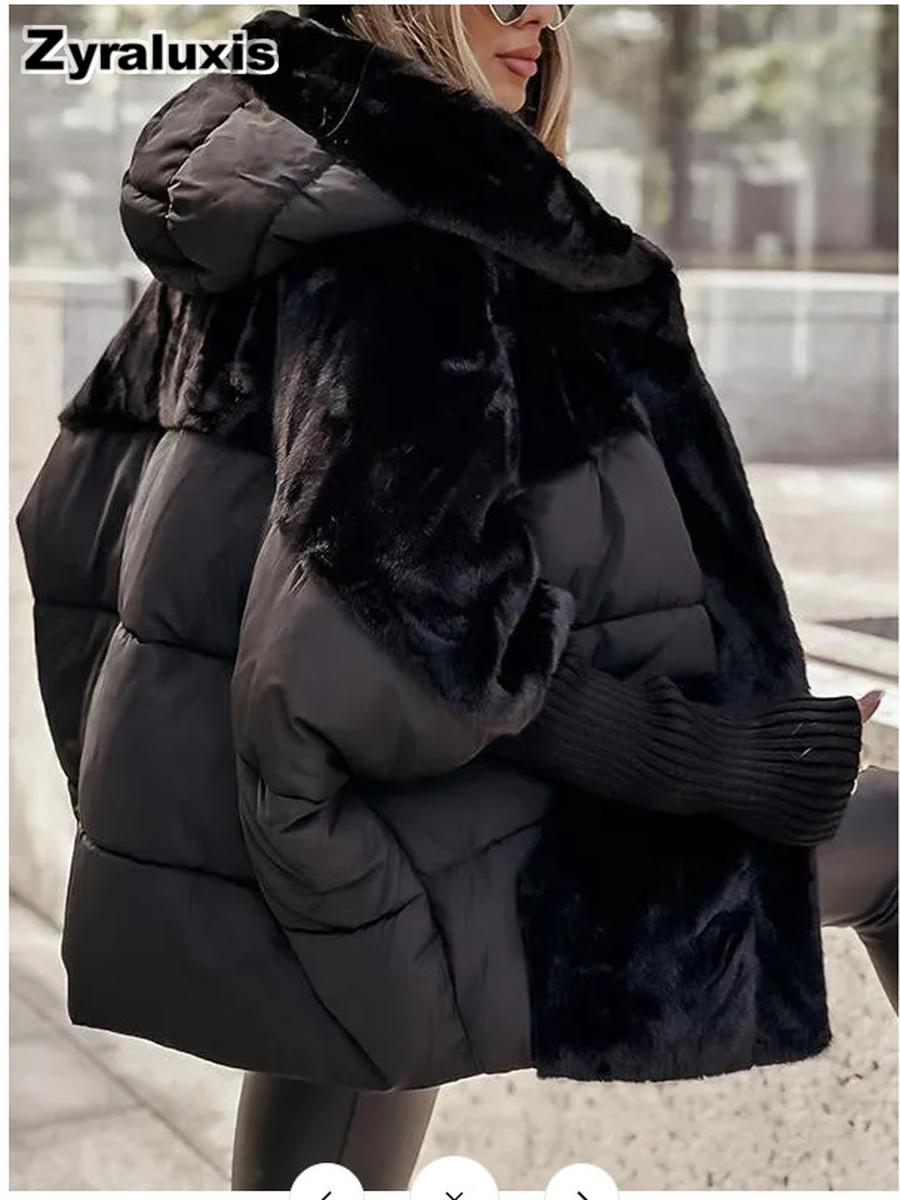 Damen Oversize Puffer Baumwolljacke mit warmem Futter für Herbst Winter XXL schwarz