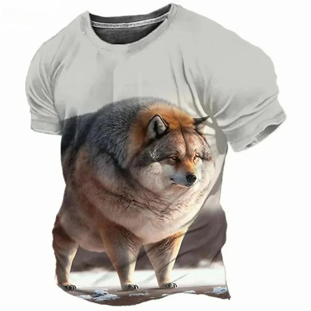 3D Baculaté Zvířecí Vzory Zábavná Trička s Kulatým Výstřihem a Krátkým Rukávem Oversized Ležérní Topy Letní Street Ležérní Pánská Trička