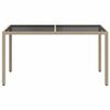 VidaXL Table de jardin 150x90x75 cm Verre trempé-résine tressée Beige