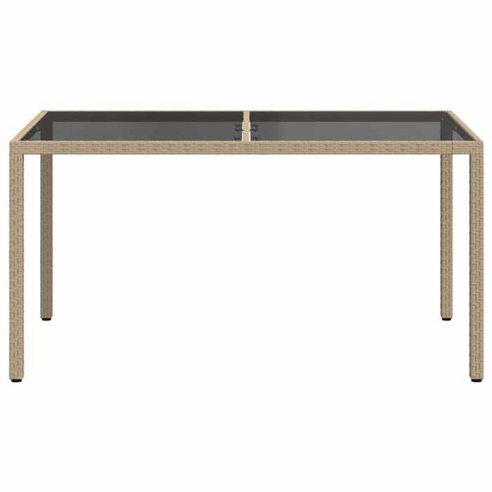 VidaXL Table de jardin 150x90x75 cm Verre trempé-résine tressée Beige