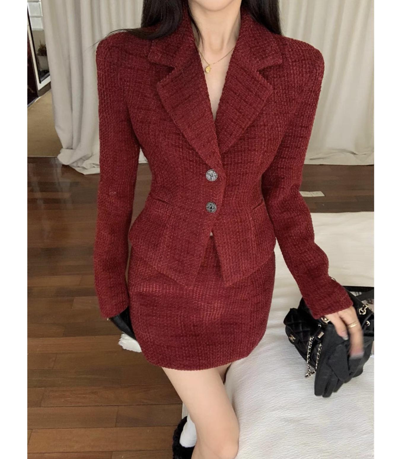 

Christmas And New Year Small Style Red Suit Skirt