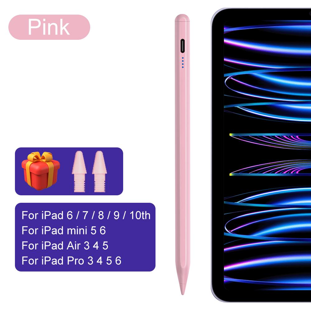 

Активный емкостный стилус-карандаш с функцией отклонения ладони и дисплеем Power для iPad 2018–2023 гг. розовый