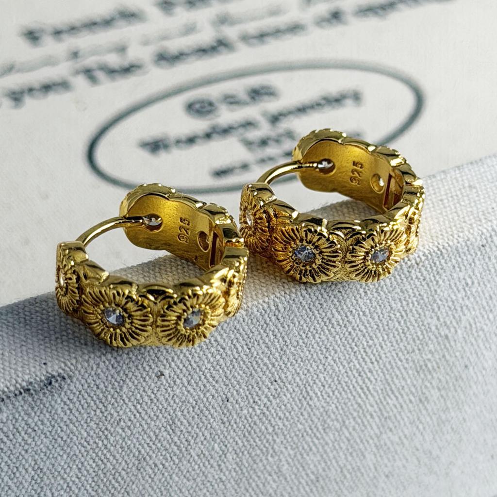 Xiaomi 925 Sterling Silver Vintage Earrings For Women Trendy Simple Geometric Gold Earring Jewelry Prevent Allergy Party Accessories