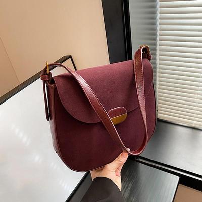 Autumn Elegant Stylish Saddle Flap Bag Suede PU Leather Women Crossbody Shoulder Bag Luxury Underarm Pouch