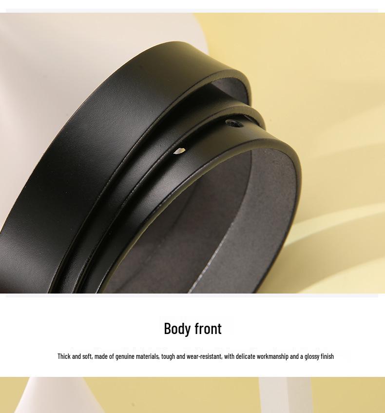 Women's Genuine Leather Black Thin Belt - Retro Fashion Accessory for Jeans