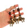 Chinese Lucky Horse Car Keychain Zodiac Brass Gourd Five Emperors Money Key Chain Metal Feng Shui Coins Lucky Key Ring