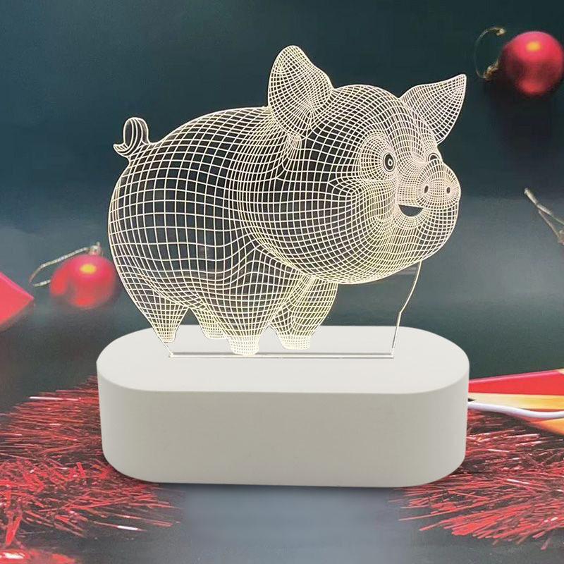 3D Acrylic Night Light: Creative Three-Color Table Lamp for Bedroom and Gifts