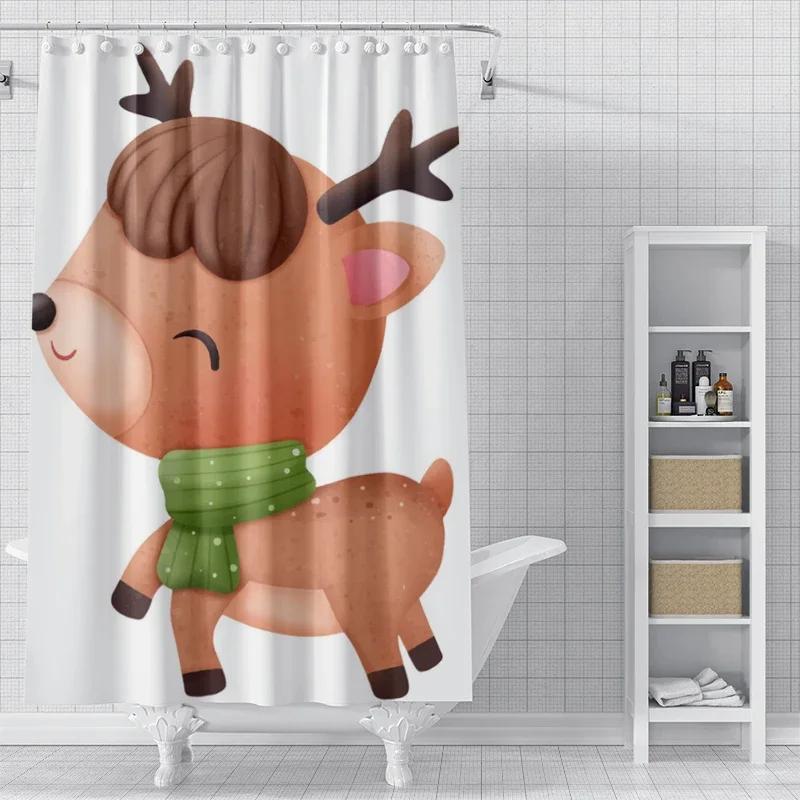 Home Decoration Shower Curtains for Bathroom Waterproof Curtain Fabric Modern Nordic Style Living Room Merry Christmas Winter