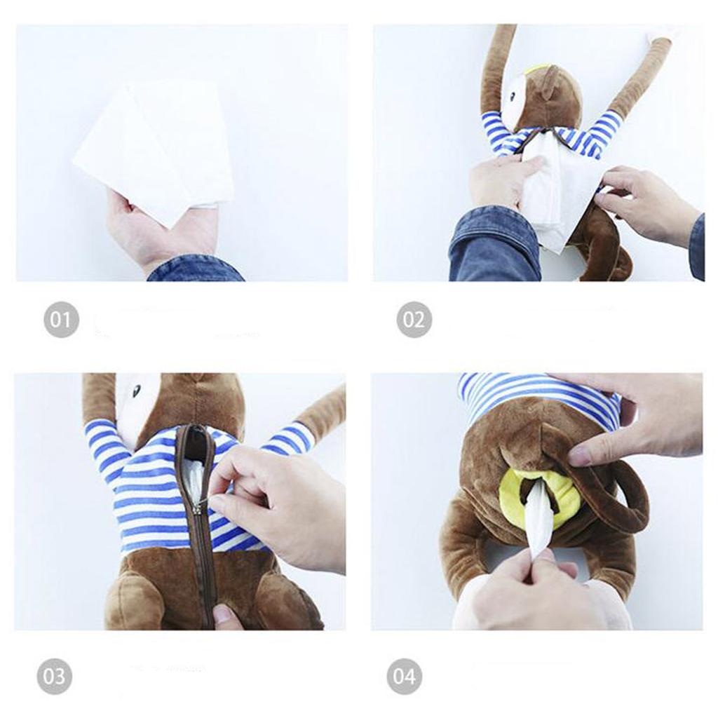 Tissue Box Monkey Cute Paper Napkin Case Wall Hanging Napkin Holders