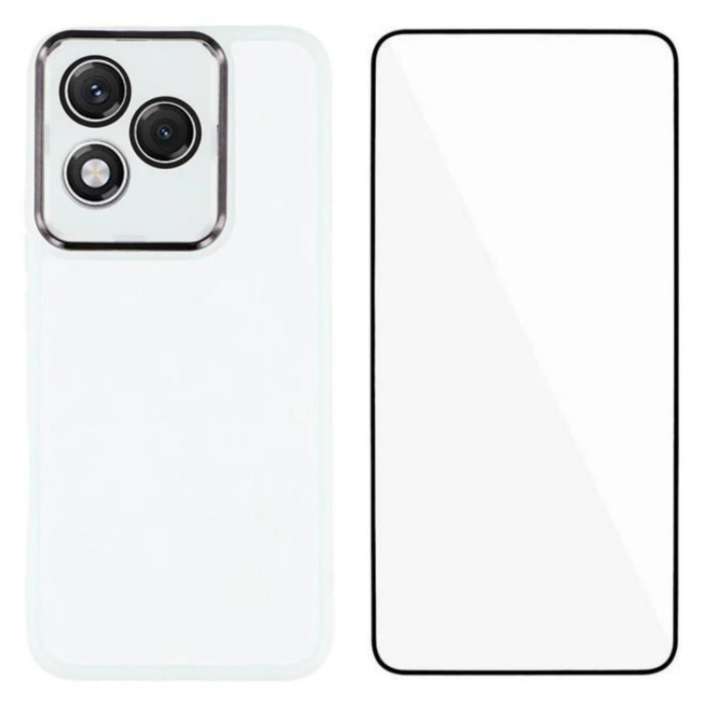 For Honor 400 Lite 5G TPU Case WANLONFENG DKSM Series Electroplated Frame Back Cover with Tempered Glass