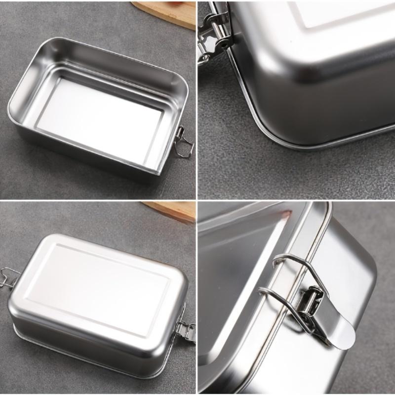 1pcs Double Layer 304 Stainless Steel Lunch Box Compartment Bento for Outdoor Student Leakproof American Style Food Container
