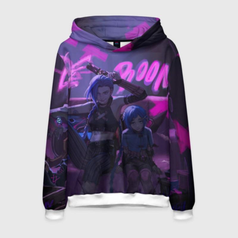 

Популярне аніме Arcane League Jinx Hoodies 3D Print Чоловічий/Жіночий Спортивний костюм з мультфільмом Толстовка з довгим рукавом Дитячий пуловер Чоловічий одяг XXL