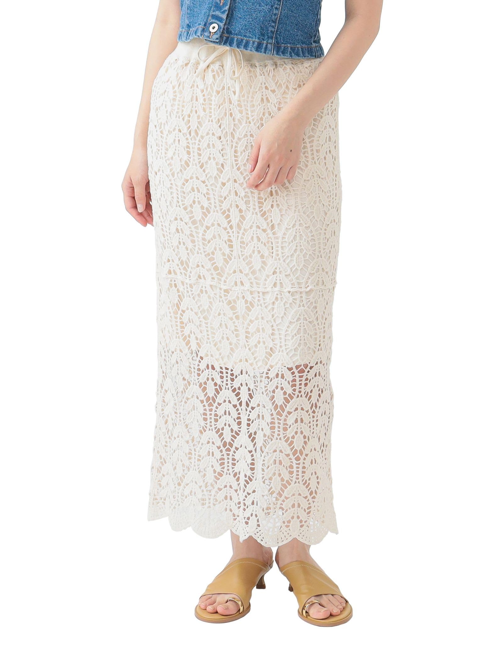 

B:MING LIFE STORE by BEAMS Crochet-Style Lace Skirt (S-M) Women s IVORY S